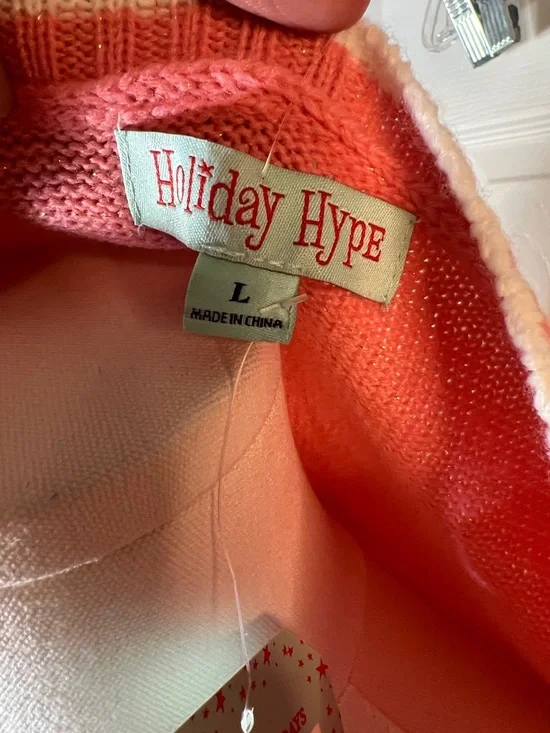 Women's Pink Fox Crewneck Sweater with Pom Accent - Picture 2 of 9